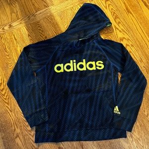Adidas hooded sweatshirt. Size 10/12. Black and blue pattern
